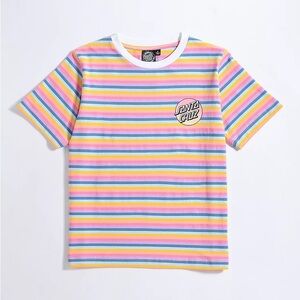 SANTA CRUZ SKATE TEE  Rainbow Stripe T Shirt small California Surf